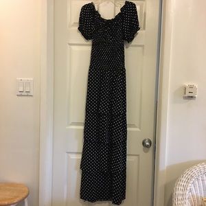NWT Polka Dot Off-Shoulder Tiered Peasant Dress